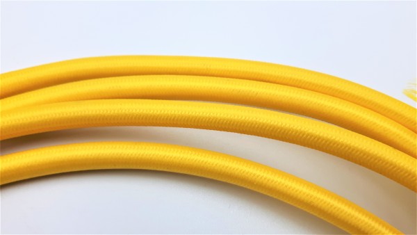 SILK BRAIDED 3 CORE ROUND FLEX ELECTRIC LIGHTING PERIOD CORD BUTTERCUP YELLOW 0.50 MM