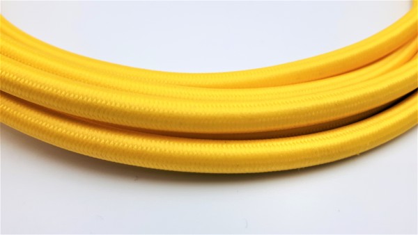 SILK BRAIDED 3 CORE ROUND FLEX ELECTRIC LIGHTING PERIOD CORD BUTTERCUP YELLOW 0.50 MM