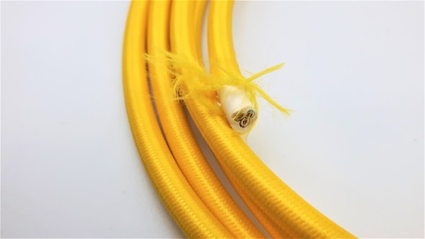 SILK BRAIDED 3 CORE ROUND FLEX ELECTRIC LIGHTING PERIOD CORD BUTTERCUP YELLOW 0.50 MM