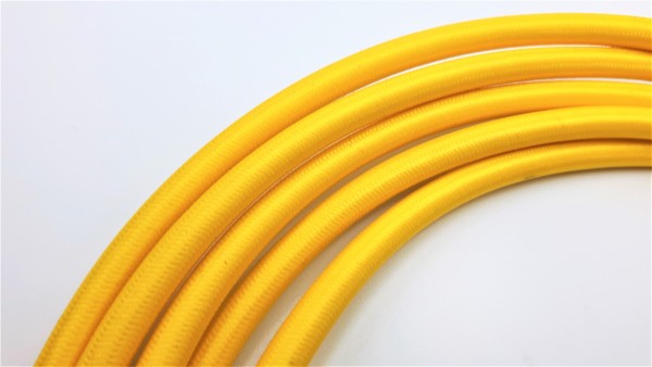 SILK BRAIDED 3 CORE ROUND FLEX ELECTRIC LIGHTING PERIOD CORD BUTTERCUP YELLOW 0.50 MM