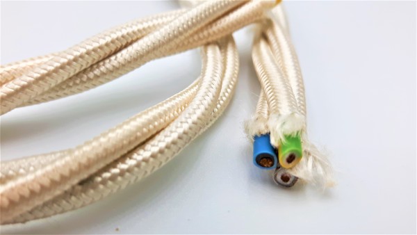 Cream Braided silk flex silk woven electric cable 0.75mm