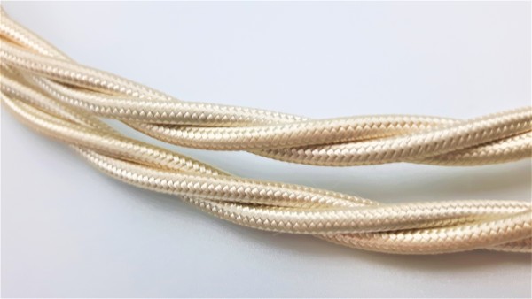 Cream Braided silk flex silk woven electric cable 0.75mm