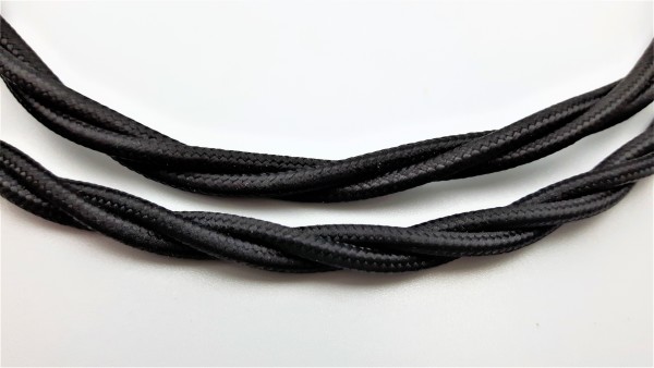 3 Core Braided Silk Flex Electrical Cable 0.75mm black
