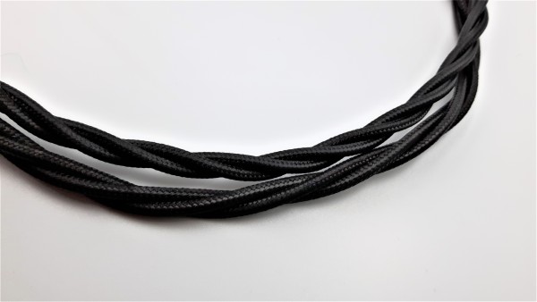 3 Core Braided Silk Flex Electrical Cable 0.75mm black