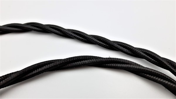 Black 3 Core Braided Silk Flex Electrical Cable 0.75mm