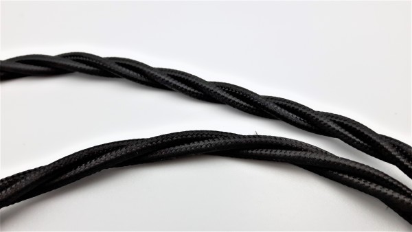 3 Core Braided Silk Flex Electrical Cable 0.75mm black