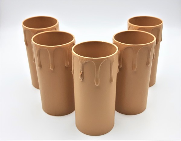 candle tubes Brown plastic drip effect  85mm height x 39mm internal diameter 