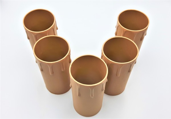 candle tubes Brown plastic drip effect  85mm height x 39mm internal diameter 