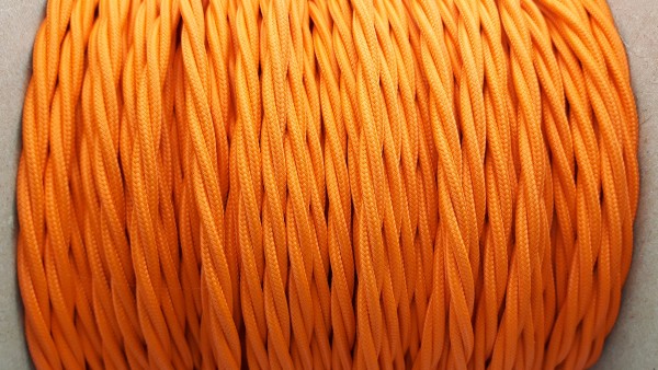 Braided 3 core silk flex lighting cable orange 0.75mm