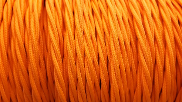 Braided 3 core silk flex lighting cable orange 0.75mm