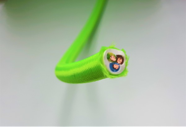 ROUND OVERBRAID 3 CORE FLEX ELECTRIC LIGHTING CABLE CORD WIRE LIME GREEN 0.50 MM