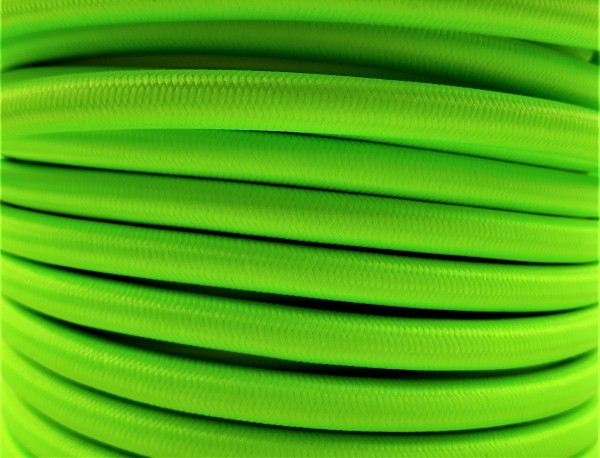 ROUND OVERBRAID 3 CORE FLEX ELECTRIC LIGHTING CABLE CORD WIRE LIME GREEN 0.50 MM