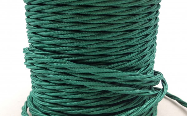 Forest Green 3 Core Braided Silk Lighting Flex Period Cable 0.75mm