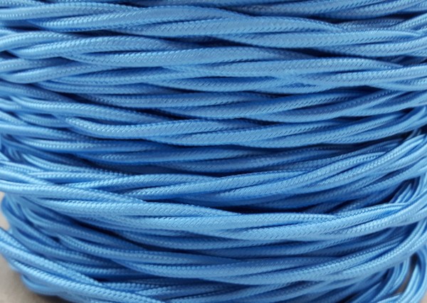 Braided 3 core silk flex lighting cable blue 0.75mm