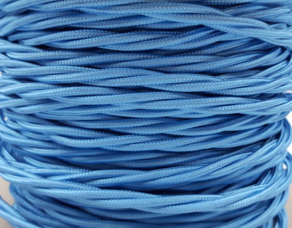 Braided 3 core silk flex lighting cable blue 0.75mm