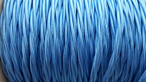 Braided 3 core silk flex lighting cable blue 0.75mm