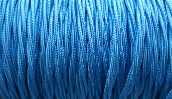 Braided 3 core silk flex lighting cable blue 0.75mm