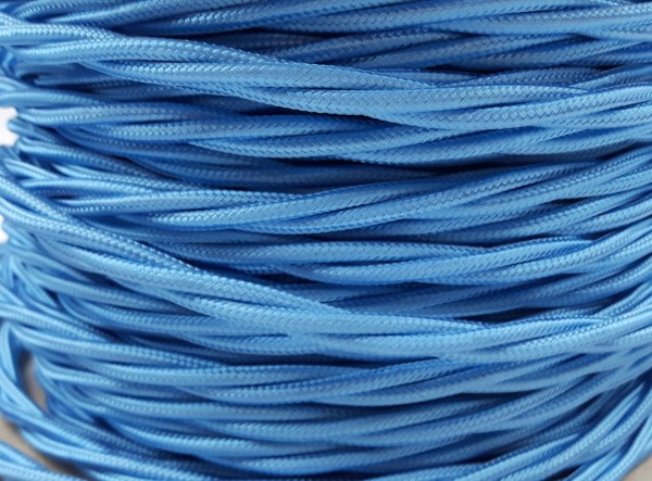 Braided 3 core silk flex lighting cable blue 0.75mm