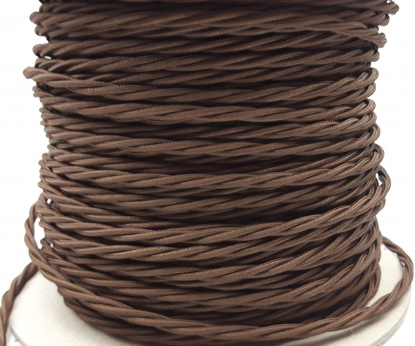 3 Core Braided Silk Flex Electrical Cable 0.75mm brown