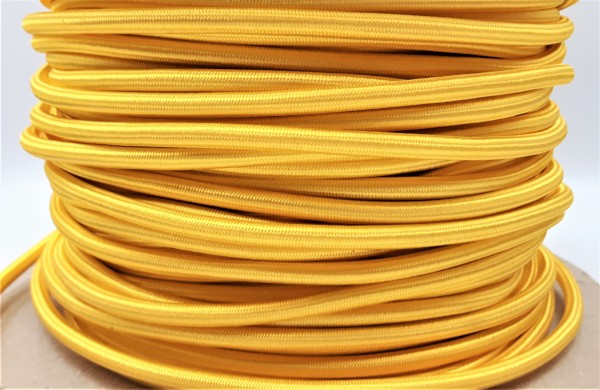 3 CORE ROUND OVERBRAID BRIGHT GOLD ELECTRIC CABLE .50MM