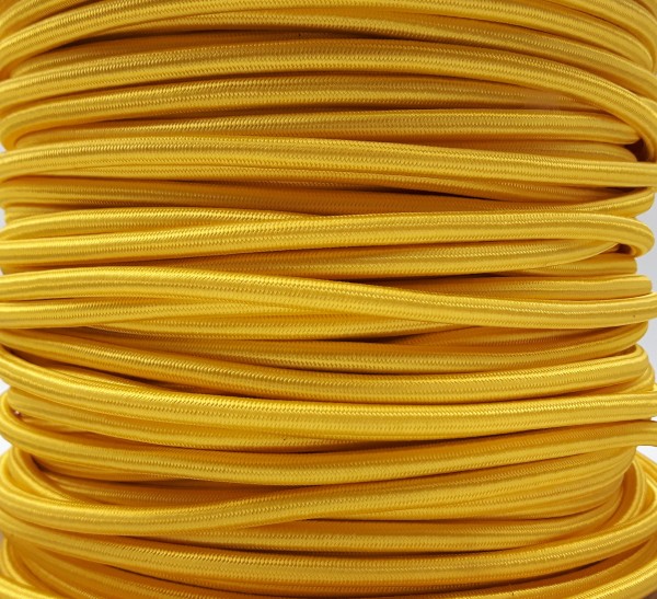3 CORE ROUND OVERBRAID BRIGHT GOLD ELECTRIC CABLE .50MM