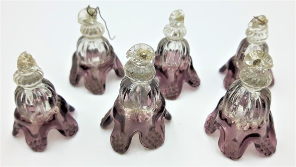 Murano chandelier drops clear and purple pack of 6