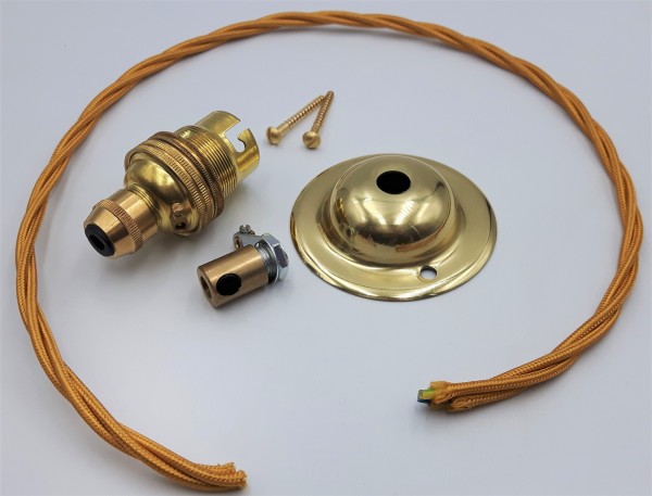 Brass Ceiling Rose With B22 Lamp Holder Set 