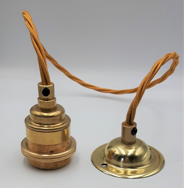 Brass Ceiling Rose With E27 Lamp Holder Set  