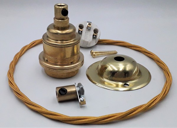 Brass Ceiling Rose With E27 Lamp Holder Set  