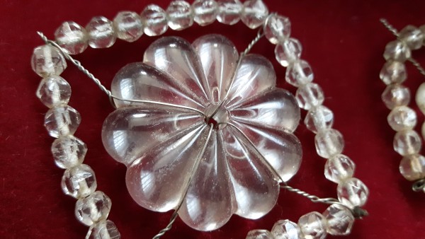 Glass chandelier rosettes and beads large or small