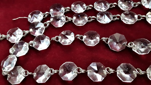 12 inch strand of crystal octagons ready pinned in chrome