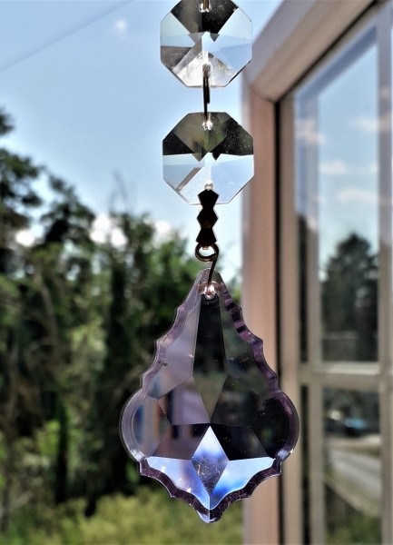 Mauve Crystal Sun Catcher with Clear Crystal Buttons