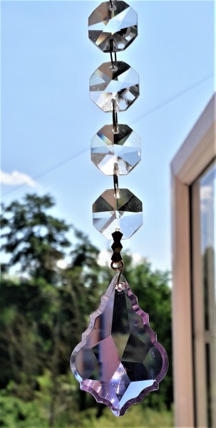Mauve Crystal Sun Catcher with Clear Crystal Buttons