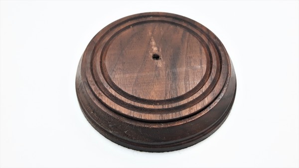 Small round hardwood pattress in Walnut width 125mm