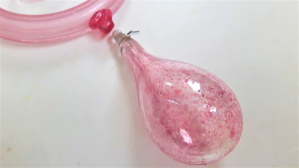 Pink Murano Chandelier Crook scroll and drop 