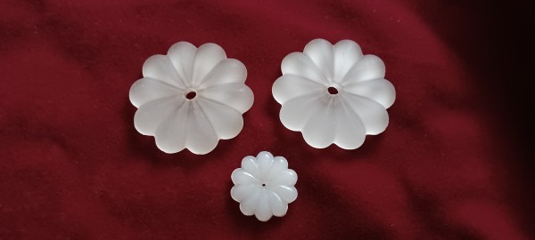 Frosted Glass Marie Theresa rosettes, with centre hole.