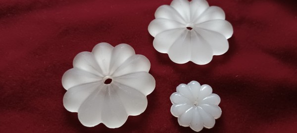 Frosted Glass Marie Theresa rosettes, with centre hole.