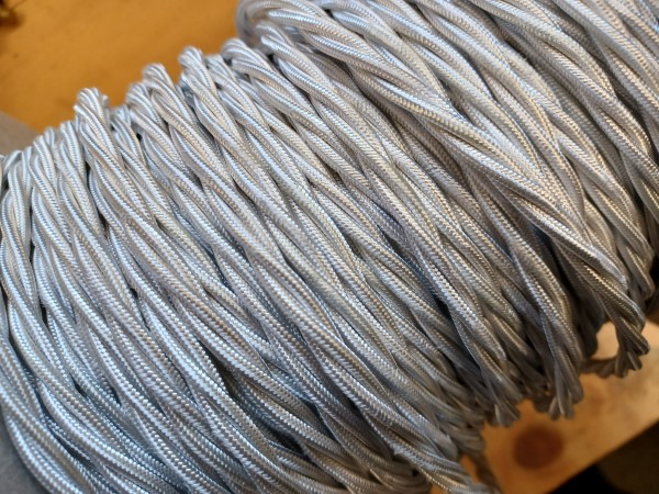 Braided silk flex silk woven electric cable 3 core in silver 0.5mm