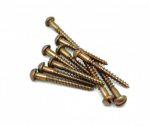 Wood screws antique brass solid brass dome flat head