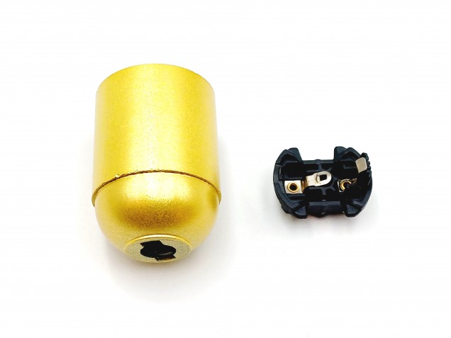 E27 - ES 3 part lamp holder gold plain skirt