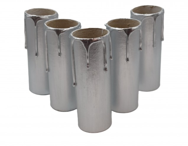 Candle Tubes silver Drip Card 100mm x 32mm 5 pack
