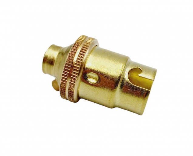 Brass plated bulbholder lamp holder SBC  B15 PLAIN SKIRT 10mm Thread