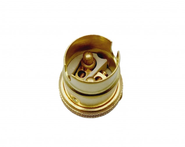 Brass plated bulbholder lamp holder SBC  B15 PLAIN SKIRT 10mm Thread