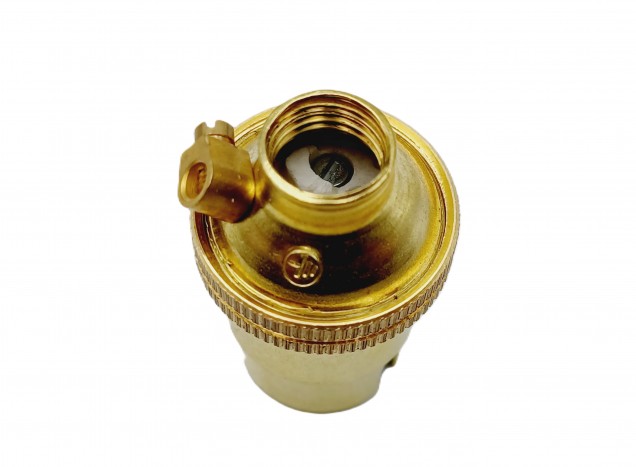 Brass plated bulbholder lamp holder SBC  B15 PLAIN SKIRT 10mm Thread