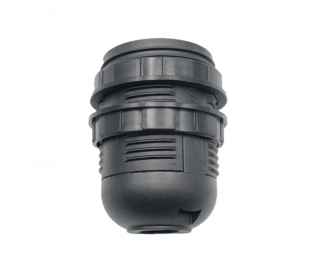 E27 Black Plastic Lamp Holder With Shade Rings