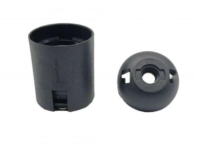 E27 Lamp Holder  2 Part Black Plastic Plain Skirt