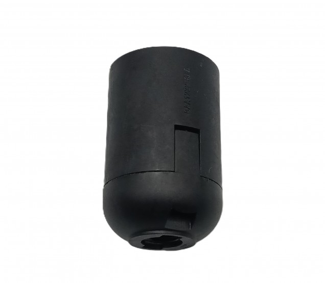 E27 Lamp Holder  2 Part Black Plastic Plain Skirt