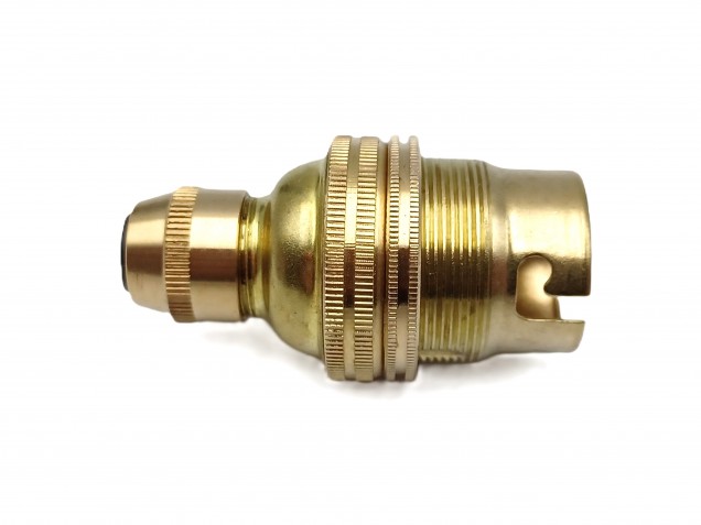 Brass large bayonet cap bulb holder with fixed cord grip 