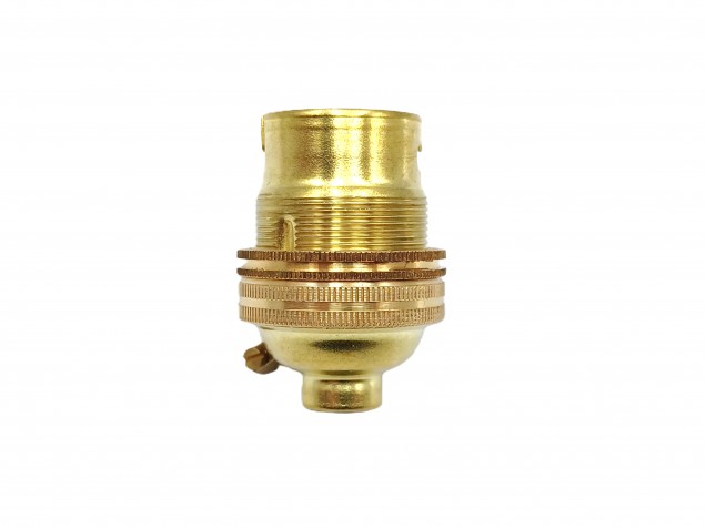 Brass lamp holder Bayonet cap  B22 3 part earthed Threaded Skirt