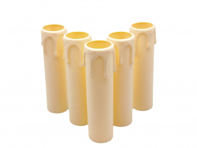 Chandelier Candle Tube Sleeves Ivory Drip Plastic 100mm x 24mm